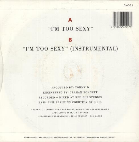 Right Said Fred I'm Too Sexy 7" vinyl single (7 inch record / 45) UK RSF07IM571392