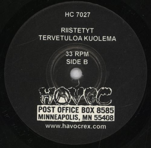 Riistetyt Tervetuloa Kuolema 7" vinyl single (7 inch record / 45) US 67O07TE837240