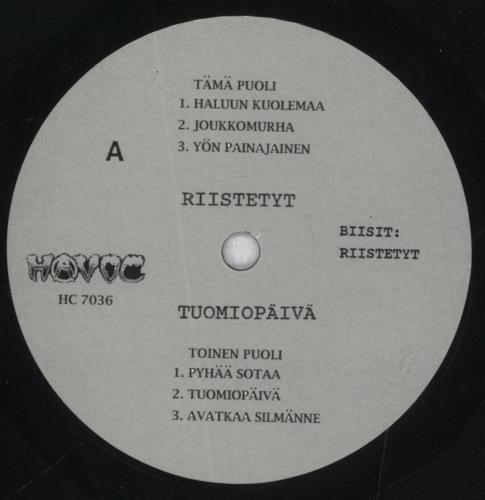 Riistetyt Tuomiop�iv� 7" vinyl single (7 inch record / 45) US 67O07TU837242