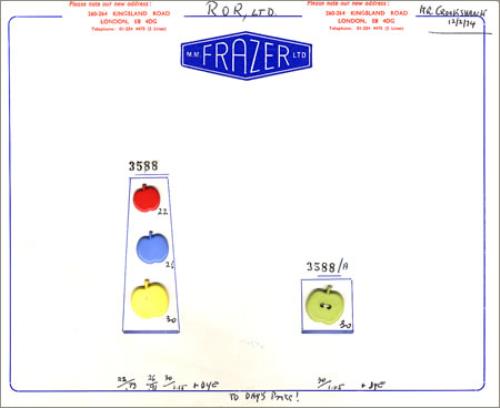 Ringo Or Robin Sample Set Of Apple Buttons memorabilia UK RIXMMSA375355