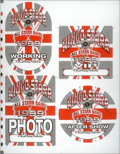 Ringo Starr 1999 Tour Passes - Uncut Sheet Of Press Passes tour pass US RINTPTO427893