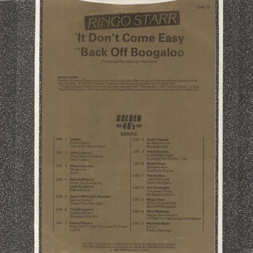 Ringo Starr It Don't Come Easy - Golden 45s - Solid 7" vinyl single (7 inch record / 45) UK RIN07IT858413