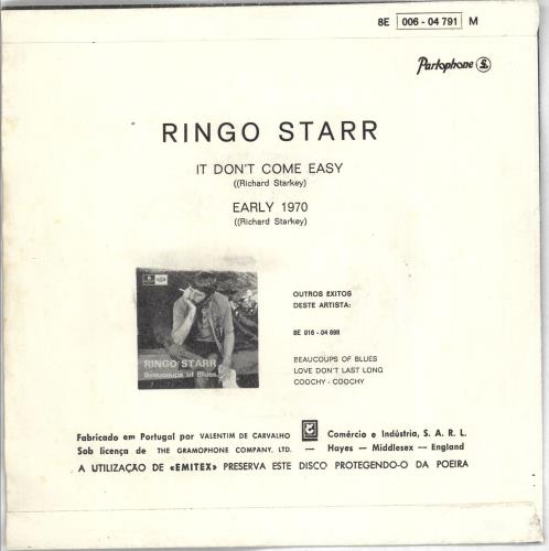 Ringo Starr It Don't Come Easy 7" vinyl single (7 inch record / 45) Portuguese RIN07IT727707