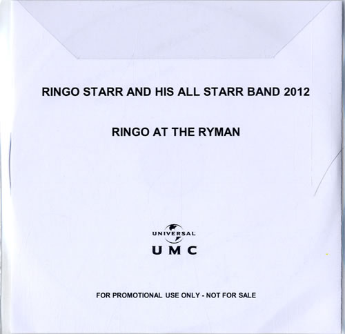Ringo Starr Ringo At The Ryman promo DVD-R UK RINDRRI595797
