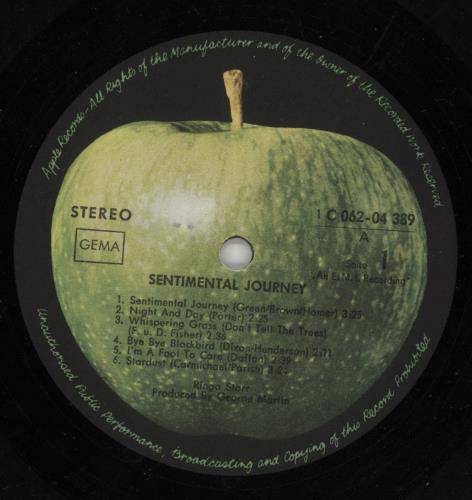 Ringo Starr Sentimental Journey - VG vinyl LP album (LP record) German RINLPSE867370