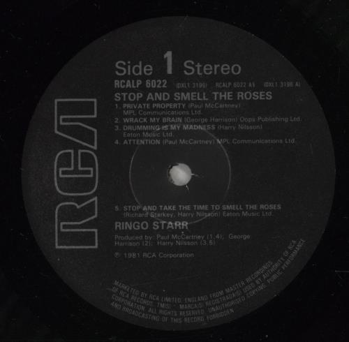 Ringo Starr Stop And Smell The Roses vinyl LP album (LP record) UK RINLPST144375