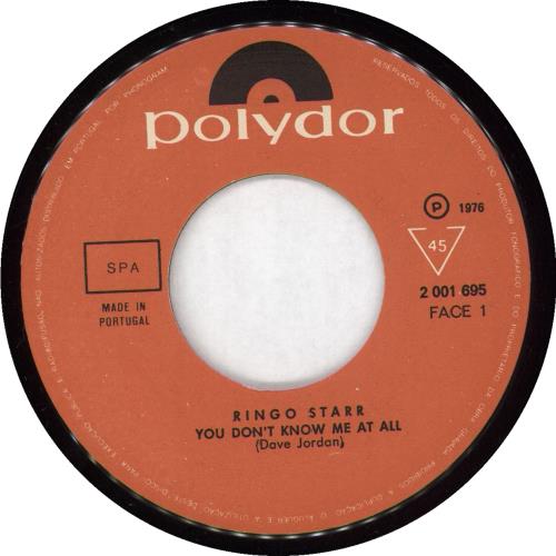 Ringo Starr You Don't Know Me At All 7" vinyl single (7 inch record / 45) Portuguese RIN07YO727708