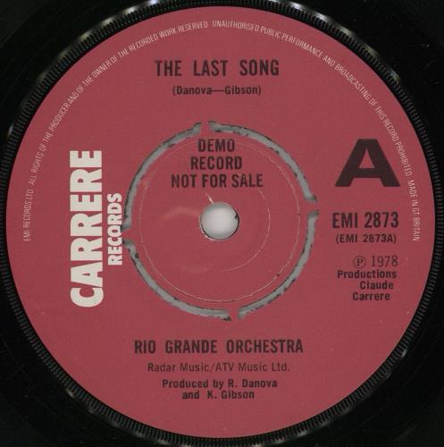 Rio Grande Orchestra Tha Last Song 7" vinyl single (7 inch record / 45) UK 25U07TH761583