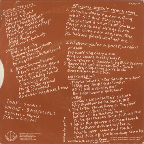 Riot Squad Religion Doesn't Mean A Thing 7" vinyl single (7 inch record / 45) UK 9L807RE866535