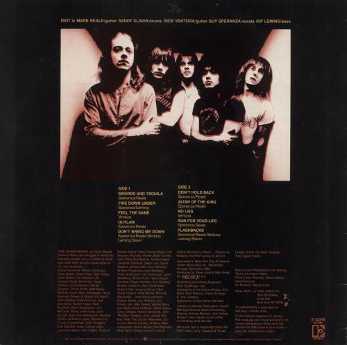 Riot Fire Down Under vinyl LP album (LP record) UK R/TLPFI581875