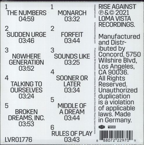 Rise Against Nowhere Generation - Sealed vinyl LP album (LP record) UK X1SLPNO828453