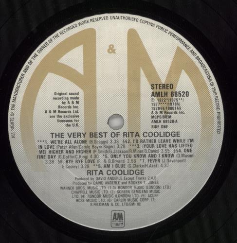 Rita Coolidge The Very Best Of Rita Coolidge vinyl LP album (LP record) UK RTCLPTH245441