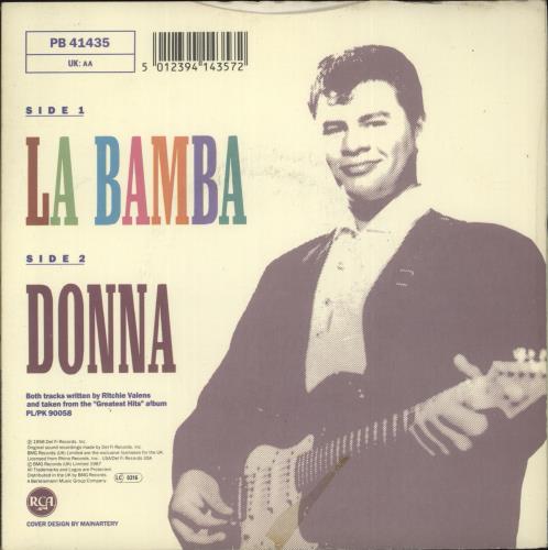 Ritchie Valens La Bamba 7" vinyl single (7 inch record / 45) UK VLN07LA298216