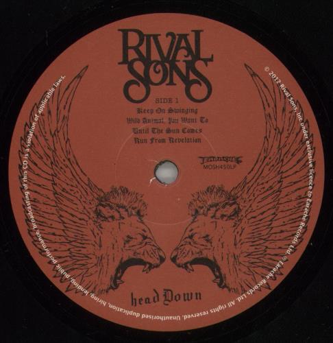 Rival Sons Head Down + Inners 2-LP vinyl record set (Double LP Album) UK R9V2LHE879998