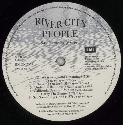 River City People Say Something Good vinyl LP album (LP record) UK RCPLPSA866030