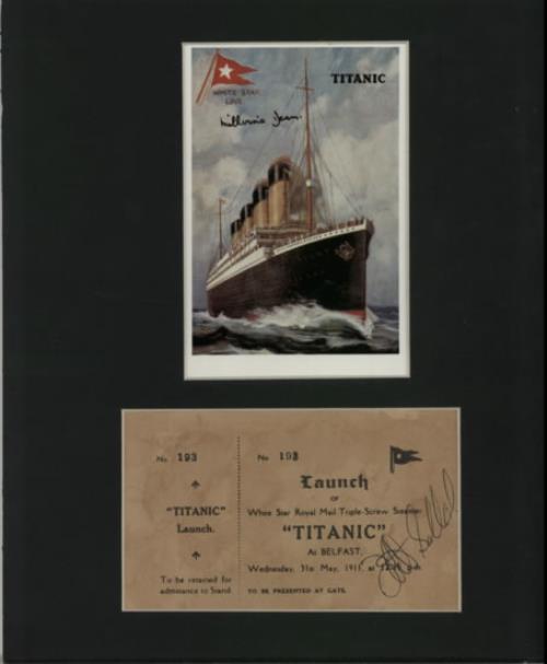 RMS Titanic White Star Replica Postcard & Launch Ticket - Autographed memorabilia UK R9SMMWH603426