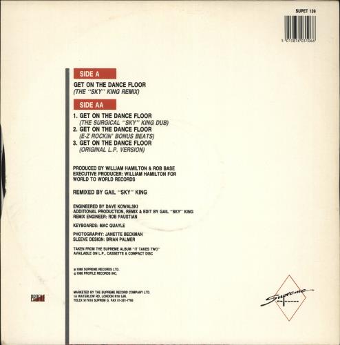 Rob Base & DJ E-Z Rock Get On The Dance Floor 12" vinyl single (12 inch record / Maxi-single) UK EZB12GE718840