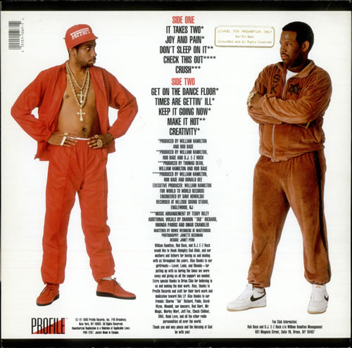 Rob Base & DJ E-Z Rock It Takes Two vinyl LP album (LP record) US EZBLPIT518479