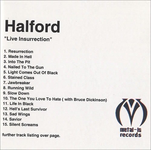 Rob Halford Live Insurrection CD-R acetate UK OBHCRLI181860