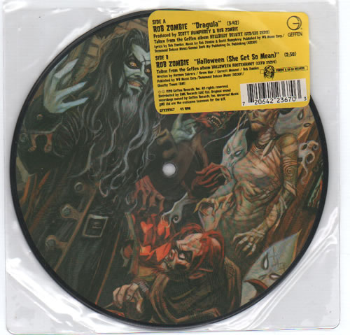 Rob Zombie Dragula 7" vinyl picture disc (7 inch picture disc single) UK RZB7PDR172250