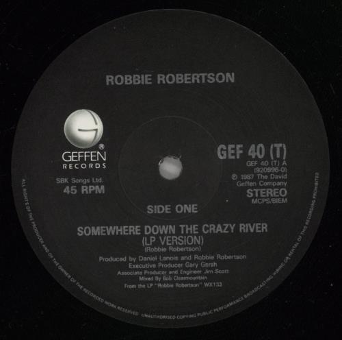 Robbie Robertson Somewhere Down The Crazy River + Poster 12" vinyl single (12 inch record / Maxi-single) UK RRN12SO663230