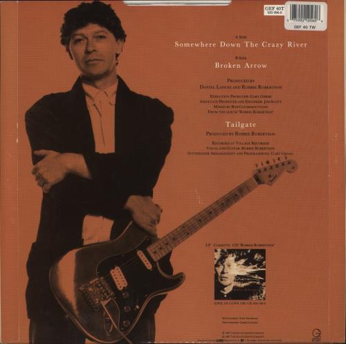 Robbie Robertson Somewhere Down The Crazy River + Poster 12" vinyl single (12 inch record / Maxi-single) UK RRN12SO663230
