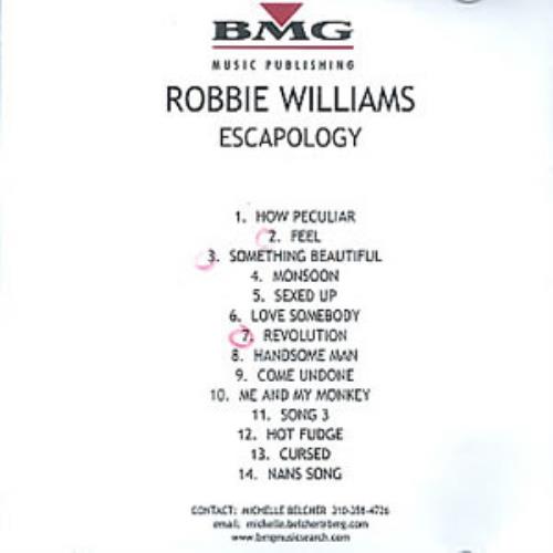 Robbie Williams Escapology CD-R acetate US RWICRES283934