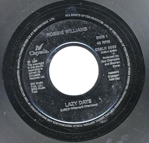 Robbie Williams Lazy Days 7" vinyl single (7 inch record / 45) UK RWI07LA186565