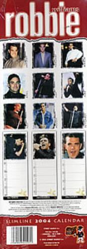 Robbie Williams Slimline 2004 Calendar calendar UK RWICASL256044