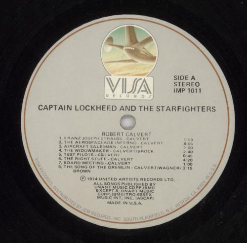 Robert Calvert Captain Lockheed And The Starfighters + Insert vinyl LP album (LP record) US CLVLPCA566483