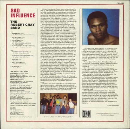 Robert Cray Bad Influence - shrink vinyl LP album (LP record) UK ROCLPBA825566