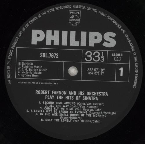 Robert Farnon Play The Hits Of Sinatra vinyl LP album (LP record) UK RFNLPPL855957