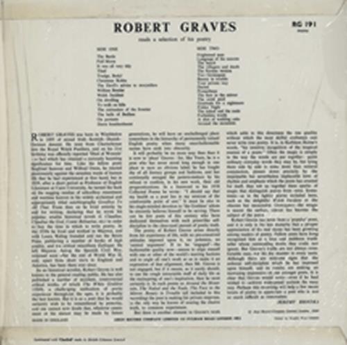 Robert Graves Robert Graves Reads Selected Poems vinyl LP album (LP record) UK 2XBLPRO762049