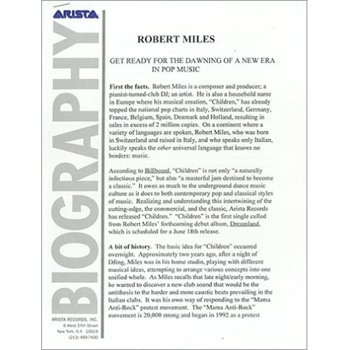 Robert Miles Dreamland media press pack US RMLPPDR191377