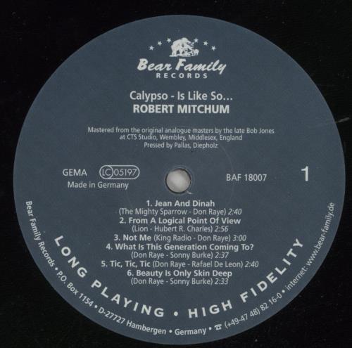 Robert Mitchum Calypso - Is Like So... - 180gm Vinyl vinyl LP album (LP record) German RM3LPCA867017