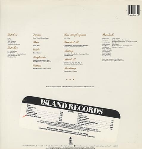 Robert Palmer Pride vinyl LP album (LP record) US PLMLPPR329176