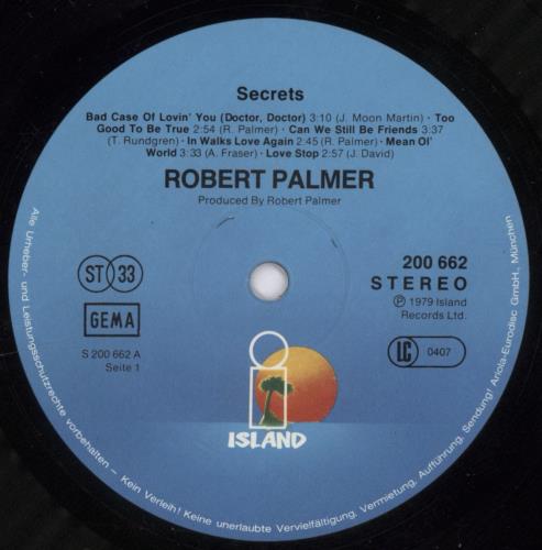 Robert Palmer Secrets vinyl LP album (LP record) German PLMLPSE668946