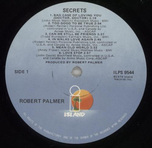 Robert Palmer Secrets vinyl LP album (LP record) US PLMLPSE874538