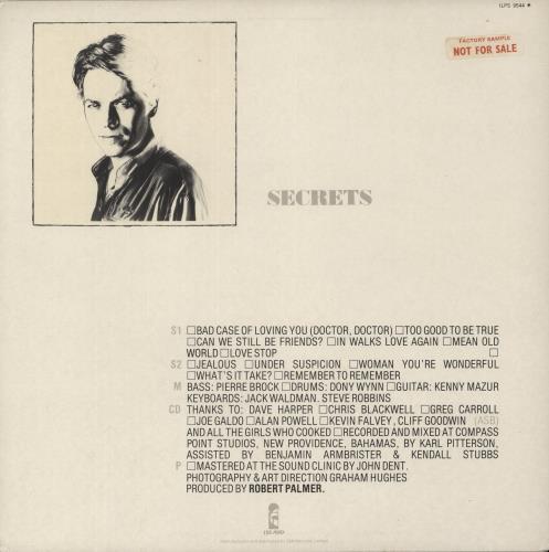 Robert Palmer Secrets vinyl LP album (LP record) UK PLMLPSE889700