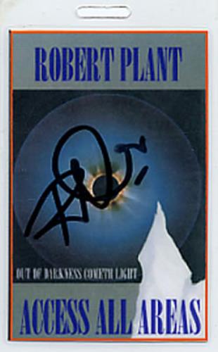 Robert Plant Laminated Tour Pass - Autographed! tour pass UK PLATPLA330201