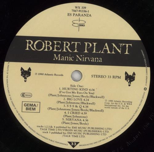 Robert Plant Manic Nirvana vinyl LP album (LP record) UK PLALPMA707096