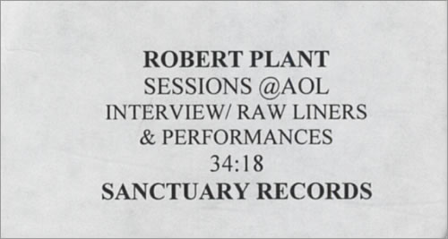 Robert Plant Sessions @ AOL video (VHS or PAL or NTSC) US PLAVISE434274