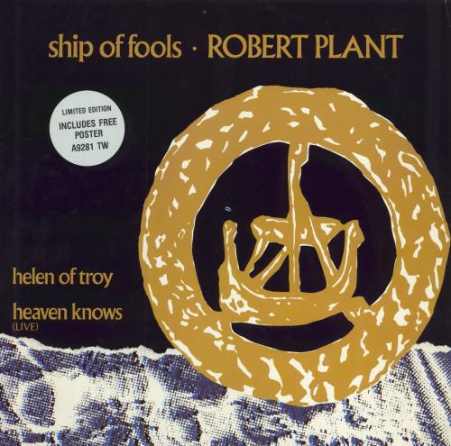 Robert Plant Ship Of Fools + Poster 12" vinyl single (12 inch record / Maxi-single) UK PLA12SH784902