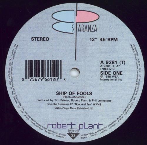 Robert Plant Ship Of Fools + Poster 12" vinyl single (12 inch record / Maxi-single) UK PLA12SH784902