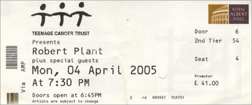 Robert Plant Two Concert Tickets concert ticket UK PLATITW429823