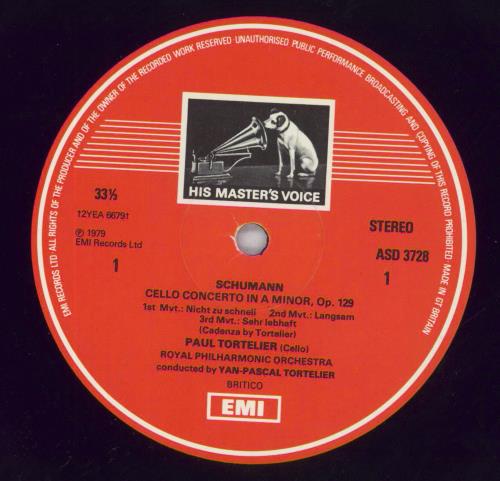 Robert Schumann Cello Concerto / Symphonic Variations / Kol Nidrei vinyl LP album (LP record) UK S5-LPCE825745