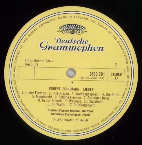 Robert Schumann Lieder - Volume 1 3-LP vinyl record set (Triple LP Album) German S5-3LLI878521