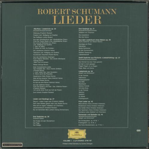 Robert Schumann Lieder - Volume 1 3-LP vinyl record set (Triple LP Album) German S5-3LLI878521
