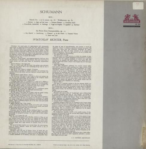 Robert Schumann March No. 2 G Minor Op. 76 / Waldszenen Op. 82 / 6 Pieces From Fantasiestucke Op. 12 vinyl LP album (LP record) UK S5-LPMA763353