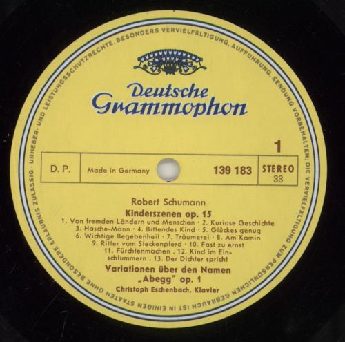 Robert Schumann Schumann: Kinderszenen - Abegg Variationen - Intermezzi - Waldszenen vinyl LP album (LP record) German S5-LPSC862214